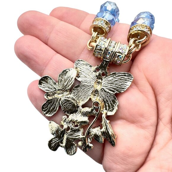 Kirks Folly Womens Necklace Crystal Magnetic Enhancer Forget Me Not Butterfly - Picture 3 of 3